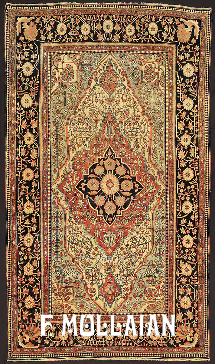 Tapis Persan Antique Kashan Mohtasham n°:96918007